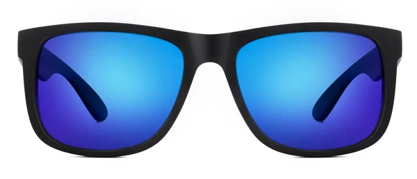 Sunglasses Black Bright Color Plastic Material Glasses Front View Shadow — Fotografia de Stock