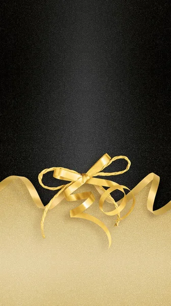 Boldog Karácsonyt Üres Ajándék Üdvözlőlapot Fényes Fényes Szalag Elszigetelt Fekete — Stock Fotó