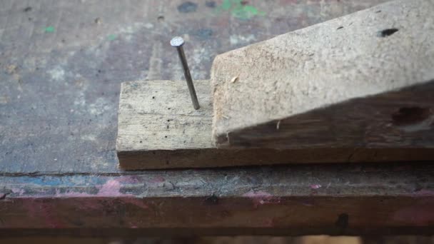 Hand Pulling Nails Manually Carpenters Furniture Cupboards Wood Based Furniture — Video