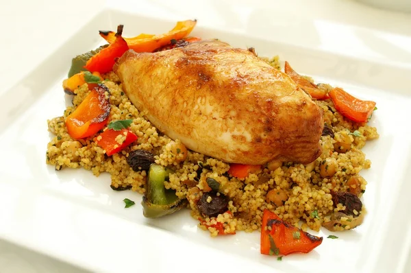Roasted chicken breast with couscous — Stock Photo, Image