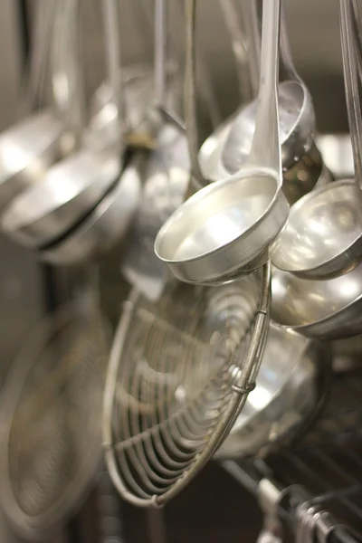 Steel utensils in the kitchen — Stock Photo, Image