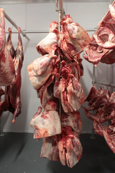 Carne colgada en los carniceros — Foto de Stock