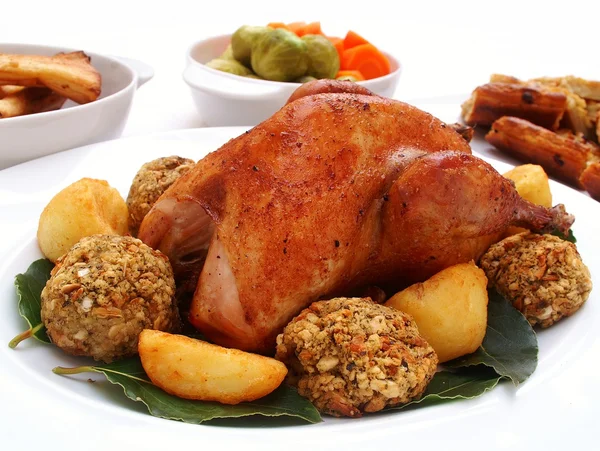Roast pheasant with vegetables — Stock Photo, Image