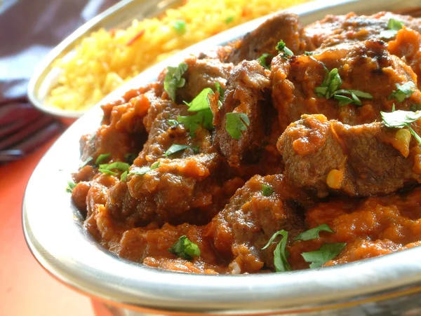 Madras de carne com arroz pilau — Fotografia de Stock