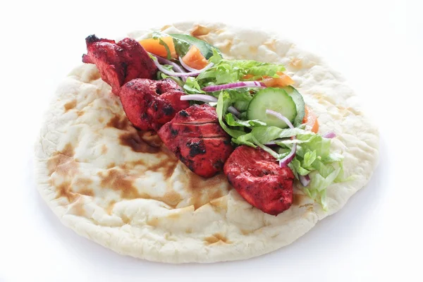 Indian Chicken Tikka Kebab naan sandwich — Stock Photo, Image