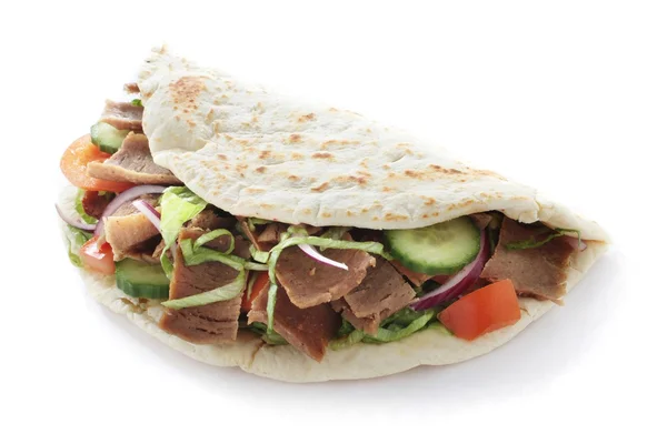 Baranek donner kebab sandwich chleb naan — Zdjęcie stockowe