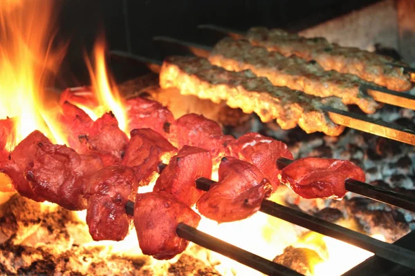 Galinha indiana tikka shish kofte kofta kebabs no churrasco — Fotografia de Stock