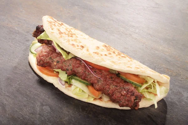 Tikka kofte shish donner naan sandwiches — Stock Photo, Image