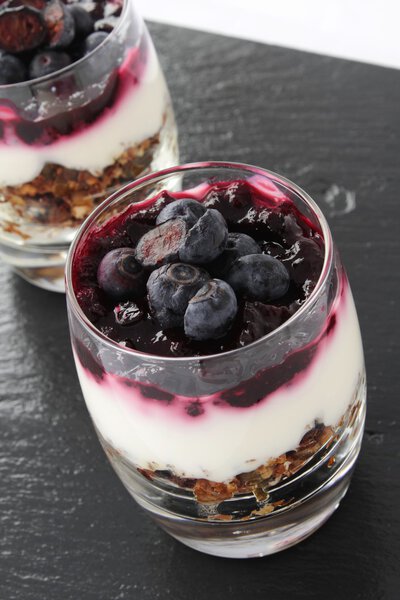 Granola parfait with blueberries