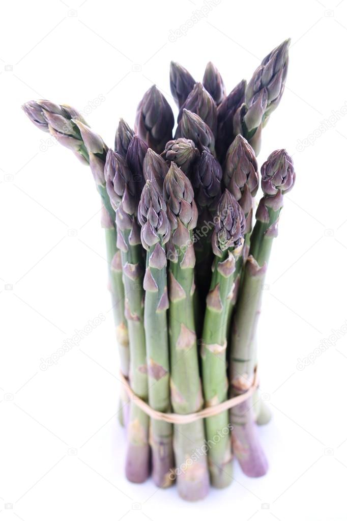 Asparagus bunch isolated on white