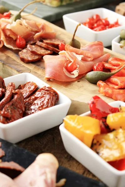 Mixed antipasti antipasto antipesto selection — Stock Photo, Image