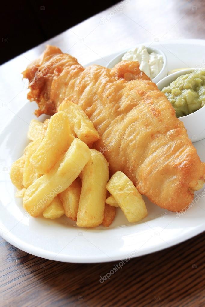 Traditional fish and chip dinner