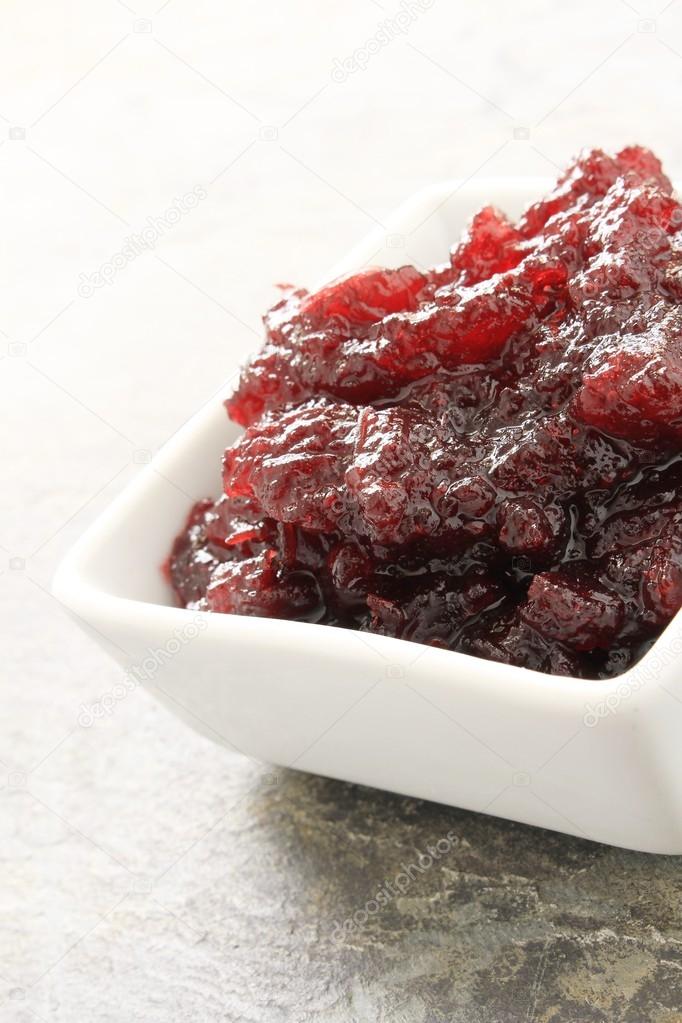 Cranberry sauce in dish