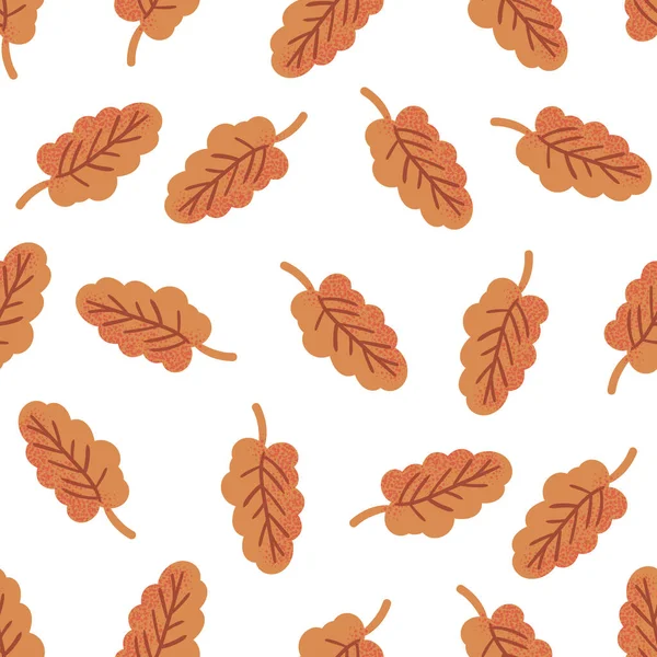Modèle d'automne sans couture vectoriel avec feuilles de chêne — Image vectorielle