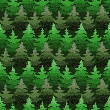 Köknar ağaçlı kusursuz vektör desenli orman