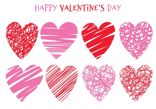 Un conjunto de corazones para el Día de San Valentín — Vector de stock