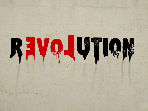 Revolution abstract text with love