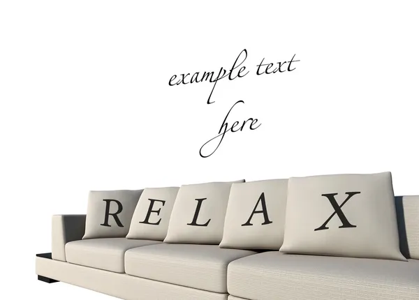 Relaxe sofá com texto — Fotografia de Stock