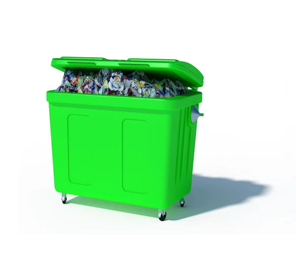 Корзина для переработки цветного мусора — стоковое фото