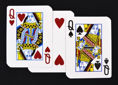 Playing cards with love and queens clipart
