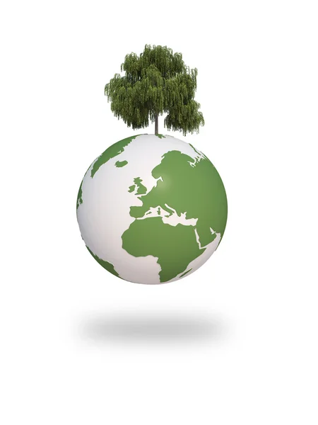 Aarde met groene boom — Stockfoto