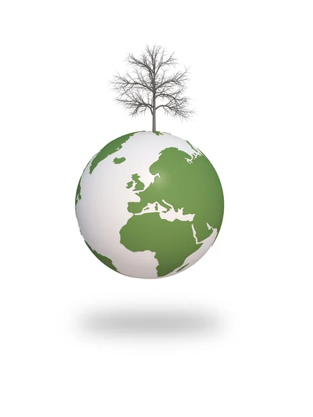 Earth with dry tree — Stock Photo, Image