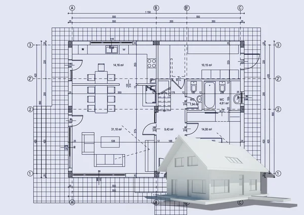 Arkitektoniska planritning — Stockfoto