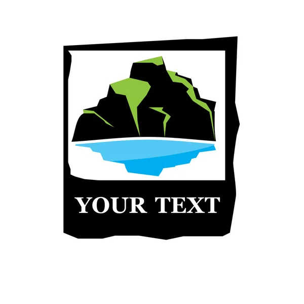 Logotipo com montanha e lago — Vetor de Stock