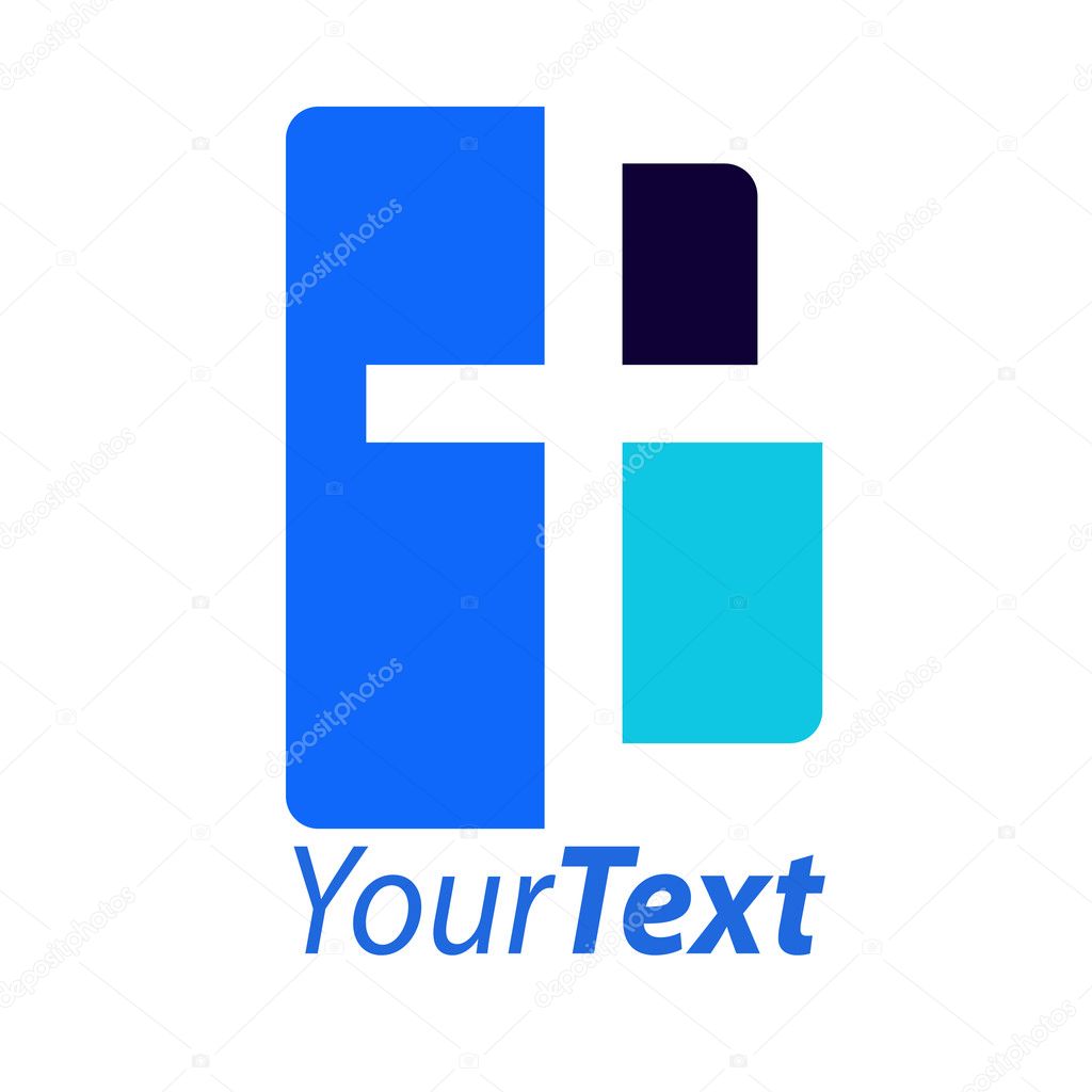 Abstract cross logo in blue colours