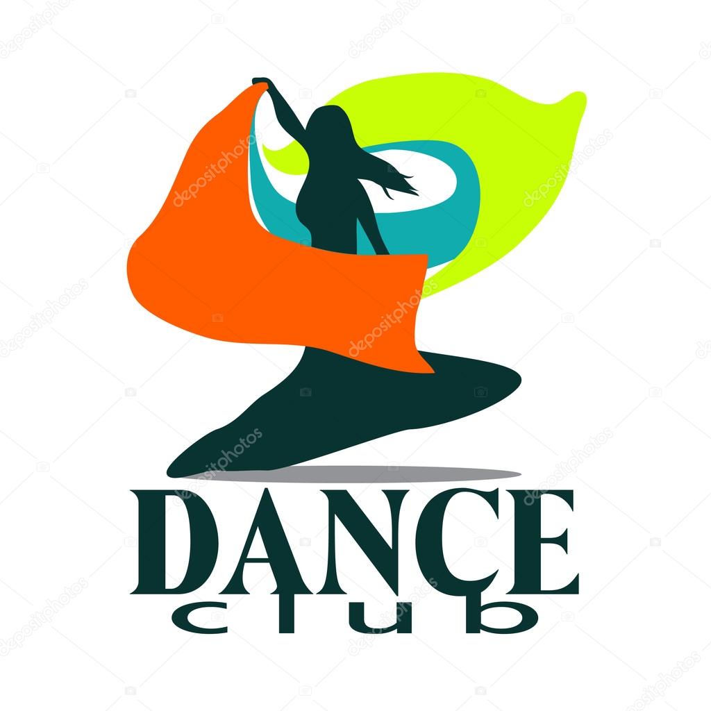 Dance club vector logo with shape of woman