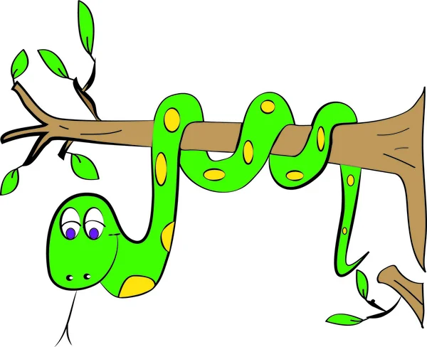 Schlange auf einem Baum — Stockvektor
