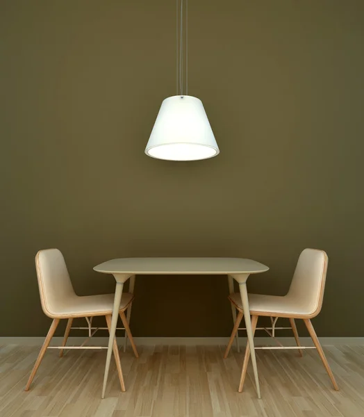 Interiérové scény stůl s židlemi — Stock fotografie