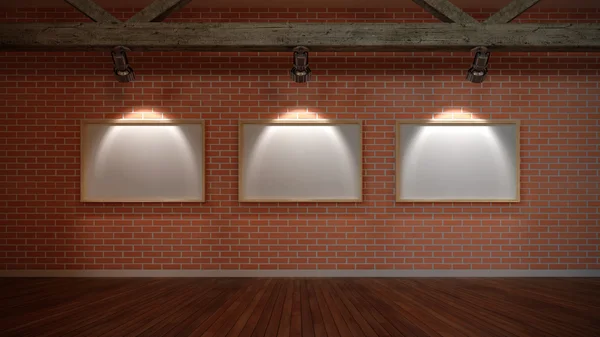 Interior scene with wall from bricks — Stock Photo, Image