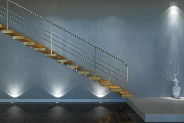 Modern stair from wood and metal — Stock Photo, Image