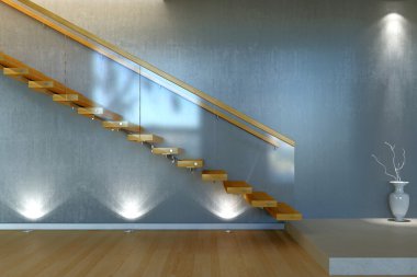 Modern merdiven ahşap ve cam