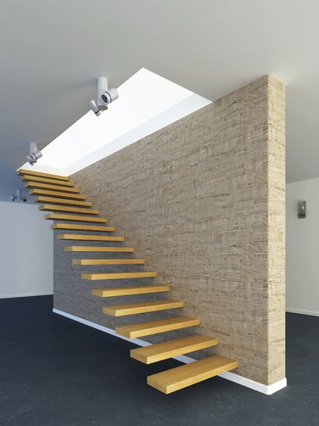 Современные лестницы из дерева — стоковое фото