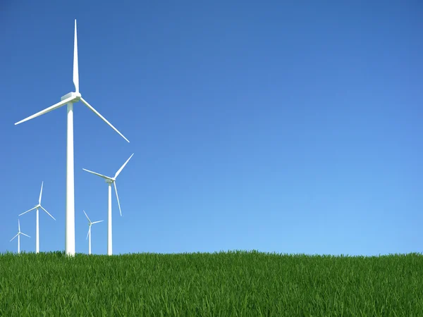 Green grass wind generator — Stock Photo, Image