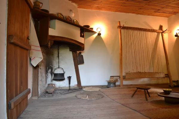 Old interior with fireplace — Stock Photo, Image