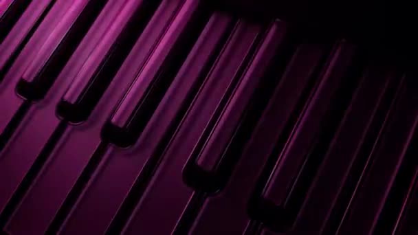 Иллюминированный Ионизированный Кейс Фортепиано Кайборд Музыкальное Видео Фиолетовый Фон — стоковое видео