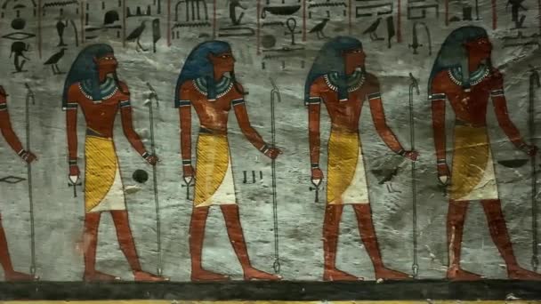 Hieroglif Dengan Tokoh Orang Dan Simbol — Stok Video