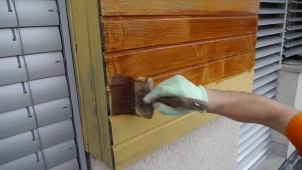 Pittura casa di legno — Video Stock