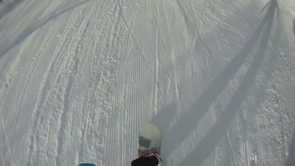 Snowboardåkare hoppar metod — Stockvideo