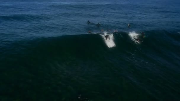 Surfers rijden een golf — Stockvideo