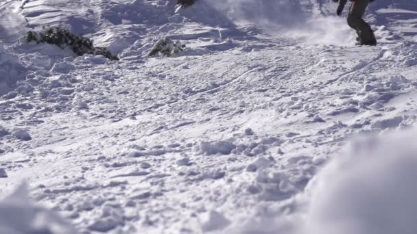 По пересіченій місцевості сноубординг — стокове відео