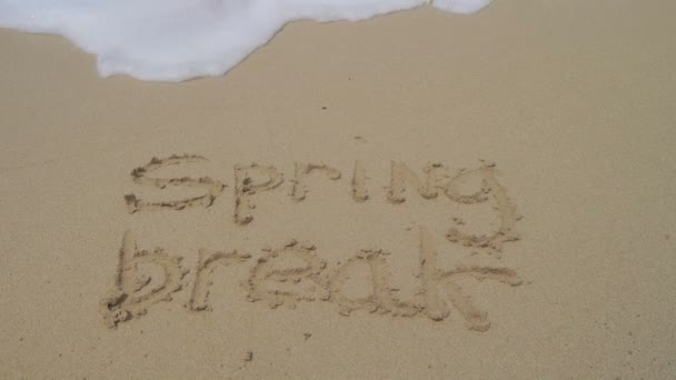 Spring break written in the sand — Stock Video