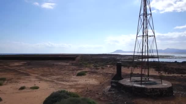 Old Windmill Water Pump — Stock Video