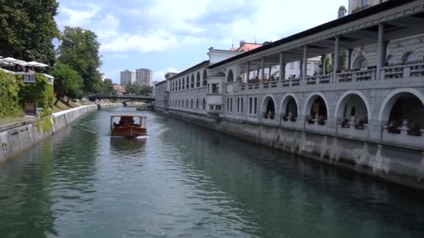 Křižování podél řeky Ljubljanice — Stock video