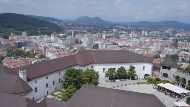 Castle above town — Stock Video