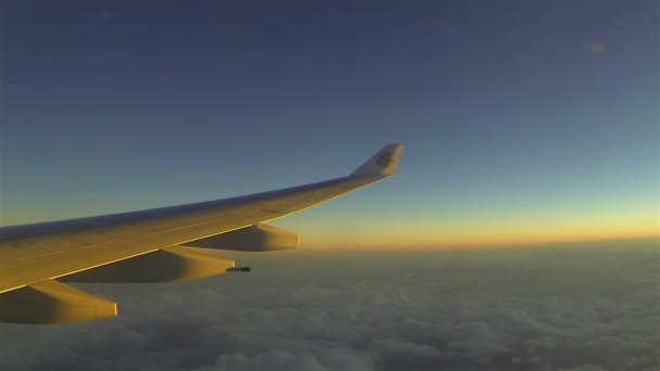 Flugzeug bei Sonnenuntergang — Stockvideo