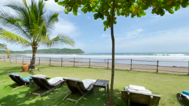 Motion Slow Vue Sur Plage Sable Tropical Avec Des Vagues — Video